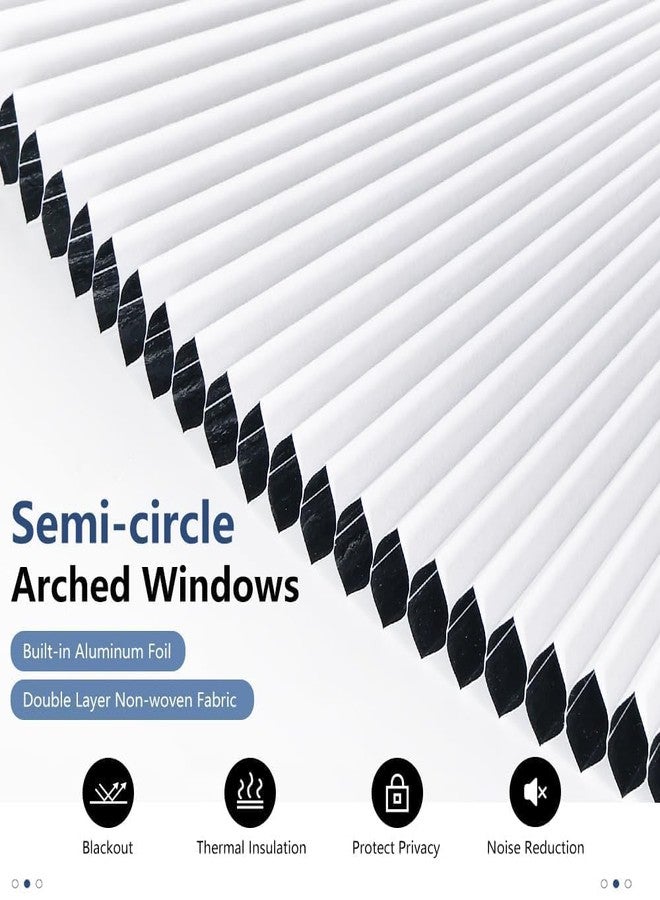 OUDUCK Arch Window Shades Blackout Half Circle Cellular Shades, Pleated Blinds Half Moon Window Shades for Semi Circle Windows, Easy Cut and Install, (Radius: 24", White) - Image 2